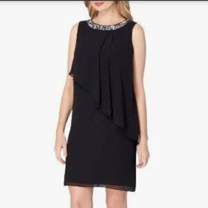 Tahari by Arthur S. Levine Dress Black w/Beaded Neckline Size 14